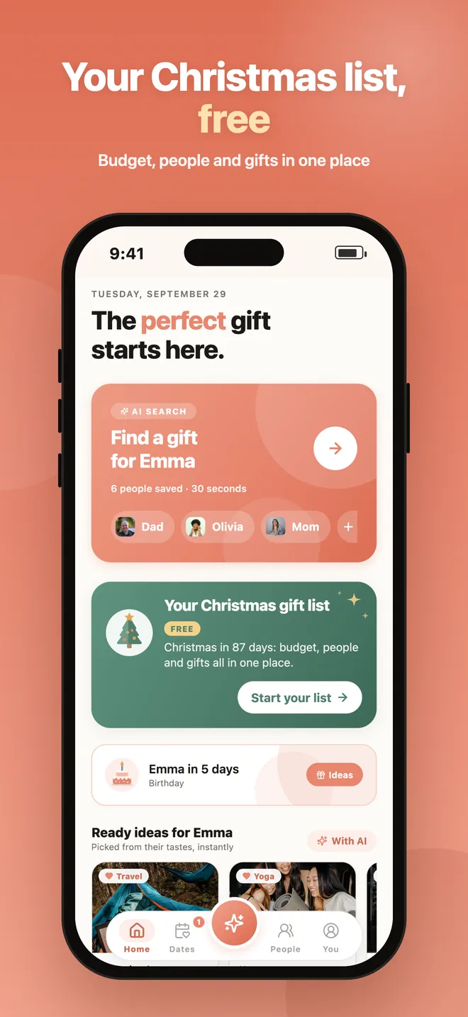 Your Christmas list, free: budget, people and gifts in one place