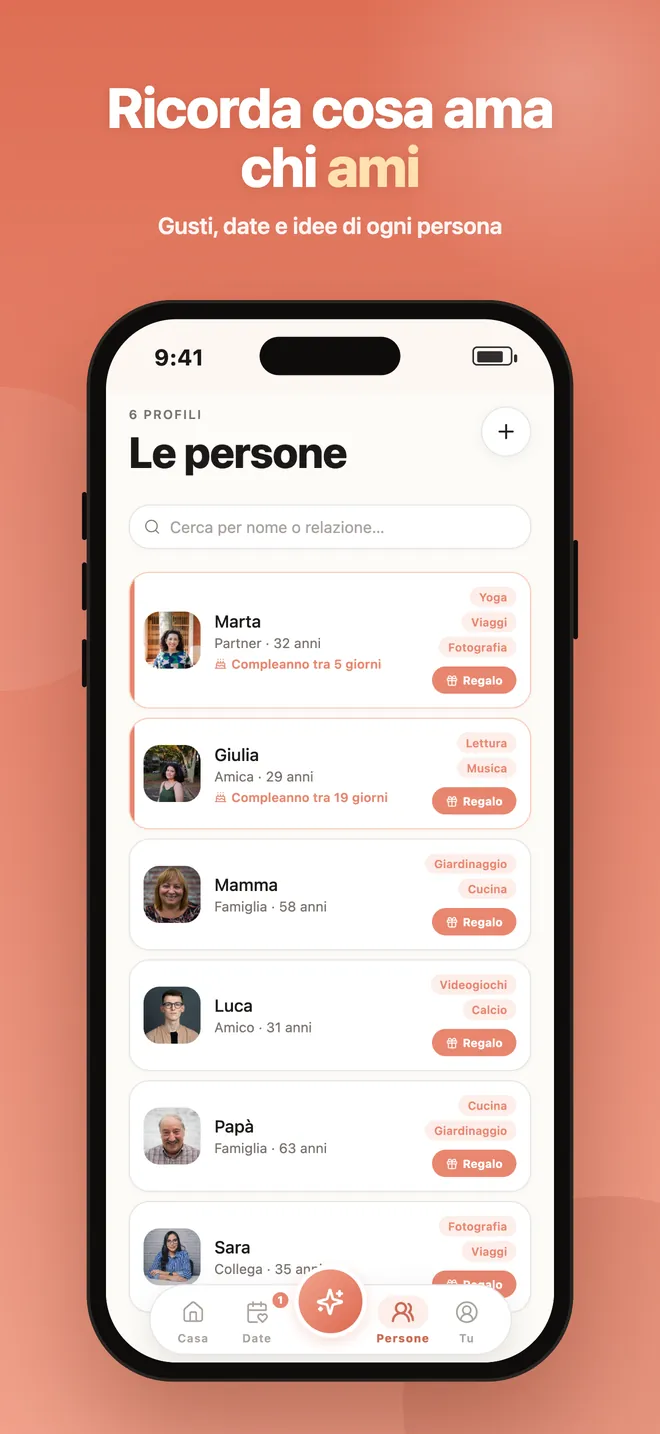 Ricorda cosa ama chi ami: gusti, date e idee di ogni persona